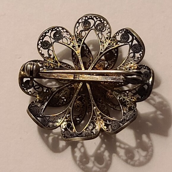 Vintage Silver Tone Filigree Pins And Necklace - Picture 5 of 7